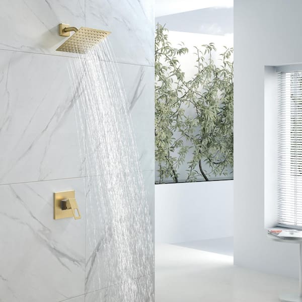 Staykiwi Single Handle 1-Spray Shower Faucet 1.5 GPM with Ceramic Disc valves in. Golden Brushed