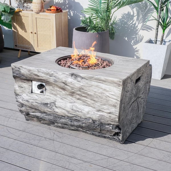 DIRECT WICKER Numa Grey Rectangular Composite Outdoor Fire Pit