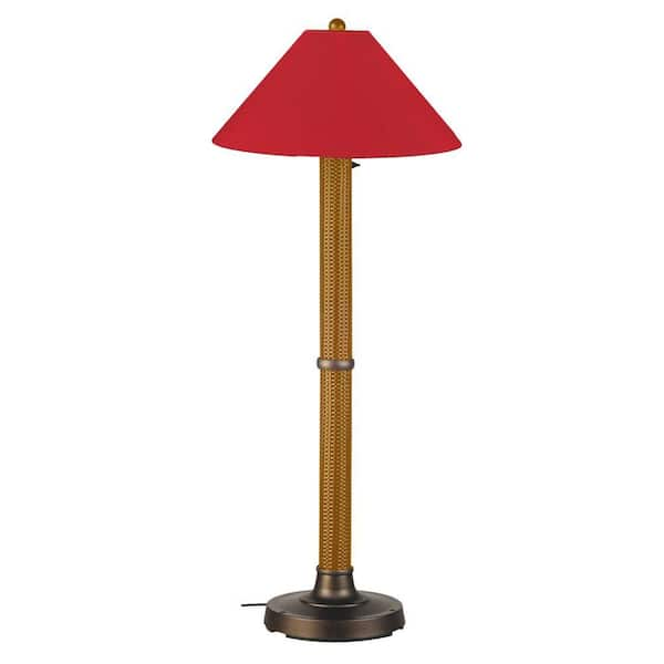 floor lamp with red shade