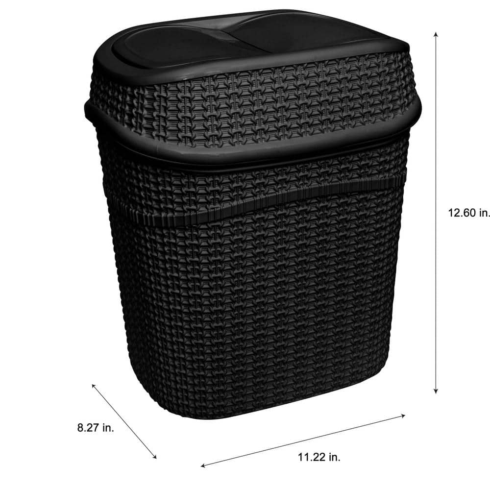 Matte Black Plastic Sailor Knot Swing Top Trash Bin