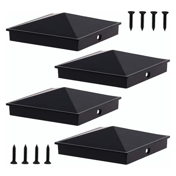 Afoxsos 6 x 6 Aluminum Pyramid Post Caps Cover Matte Finish Black for Nominal Wood Post Fences Decks Corridors 4-Pack