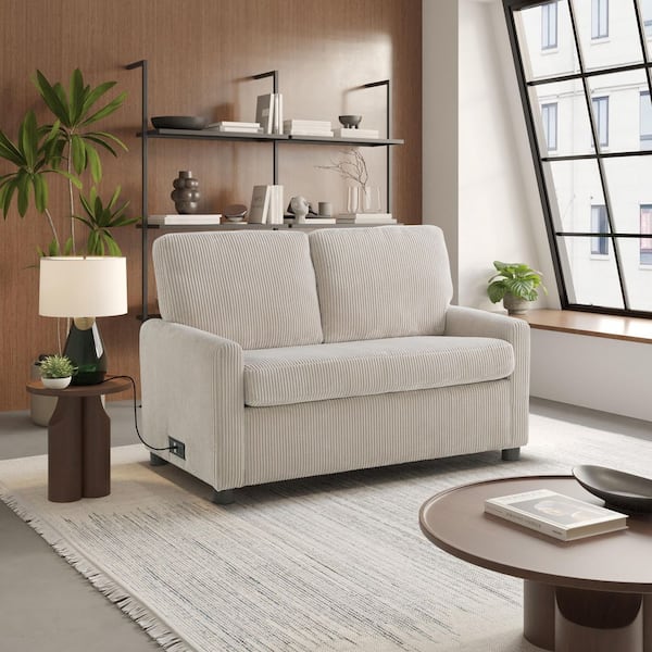 Durham 53.5 in. Beige Polyester Twin Size Sofa Bed