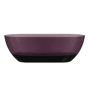 69 in. x 29.5 in. Oval Stone Resin Surface Flatbottom Freestanding Soaking Bathtub in Transparent Purple