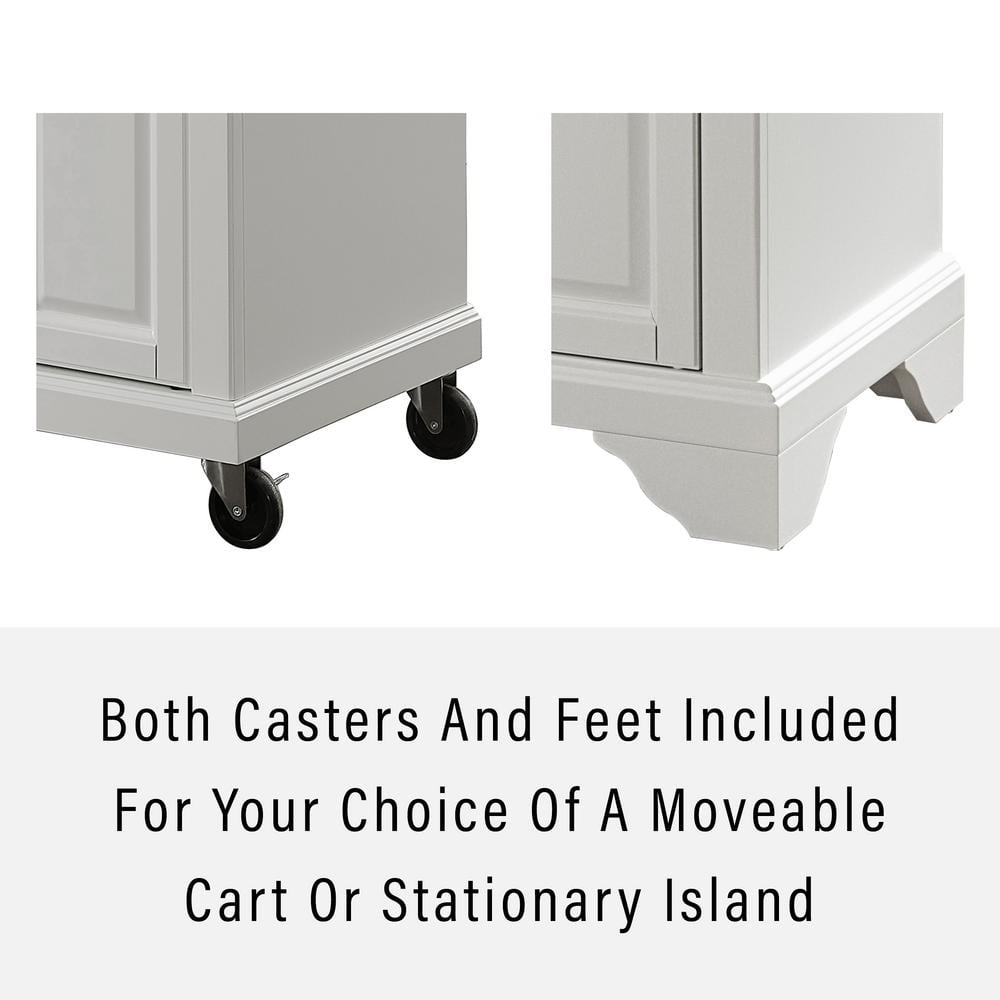 White and Gray Granite Top Portable Kitchen Island Cart
