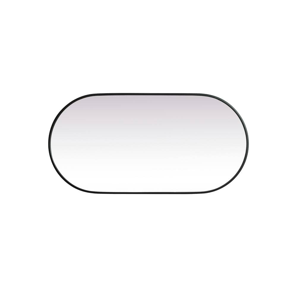 Black Metal Framed Oval Full Length Vanity Mirror