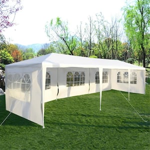 10 ft. x 30 ft. White Outdoor Party Wedding 5 Sidewall Tent Canopy Gazebo