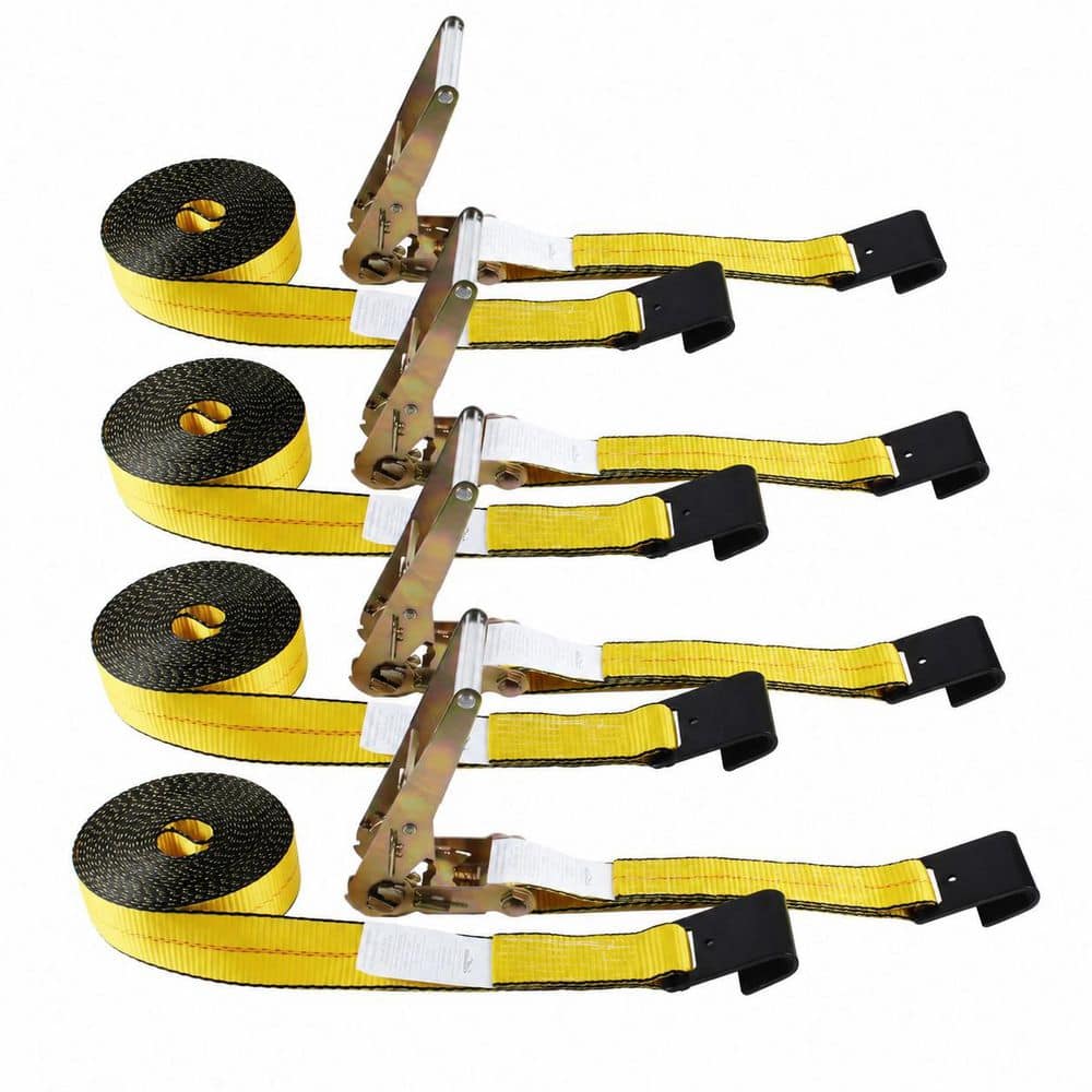27 ft x 2 in Flat Hook Ratchet Tie Down Straps Heavy Duty for Flatbed Truck Trailer, 3333 lb Limit, 4 Pack price history on PriceWatchPro
