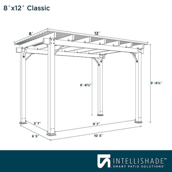 8 ft. x 12 ft. Black Aluminum Classic Pergola