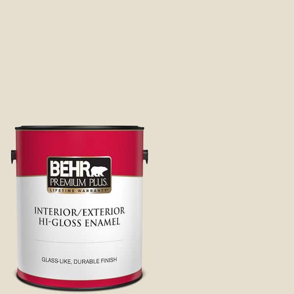 BEHR PREMIUM PLUS 1 gal. #750C-2 Hazelnut Cream Hi-Gloss Enamel Interior/Exterior Paint