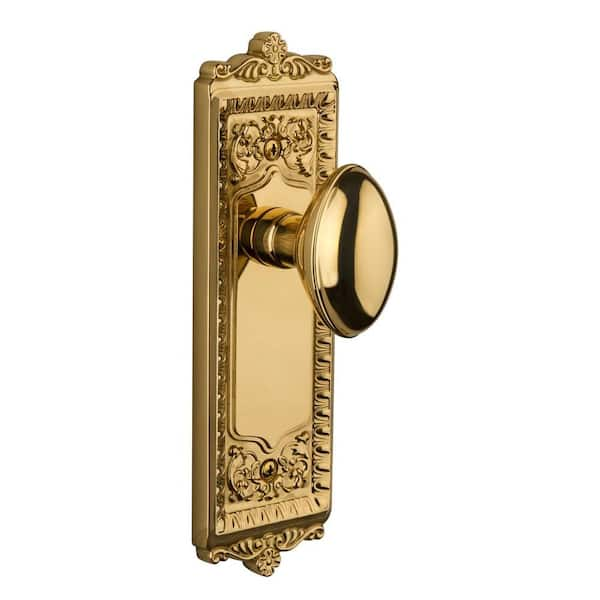 Grandeur Windsor Polished Brass Plate with Privacy Eden Prairie Knob