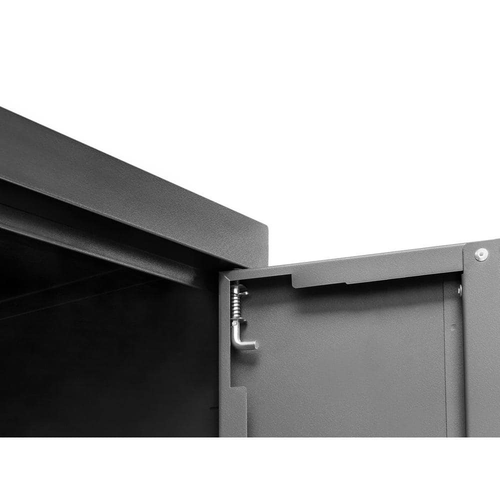 Deep Red 156" Steel Lockable Cabinet Set with Bamboo Worktop
