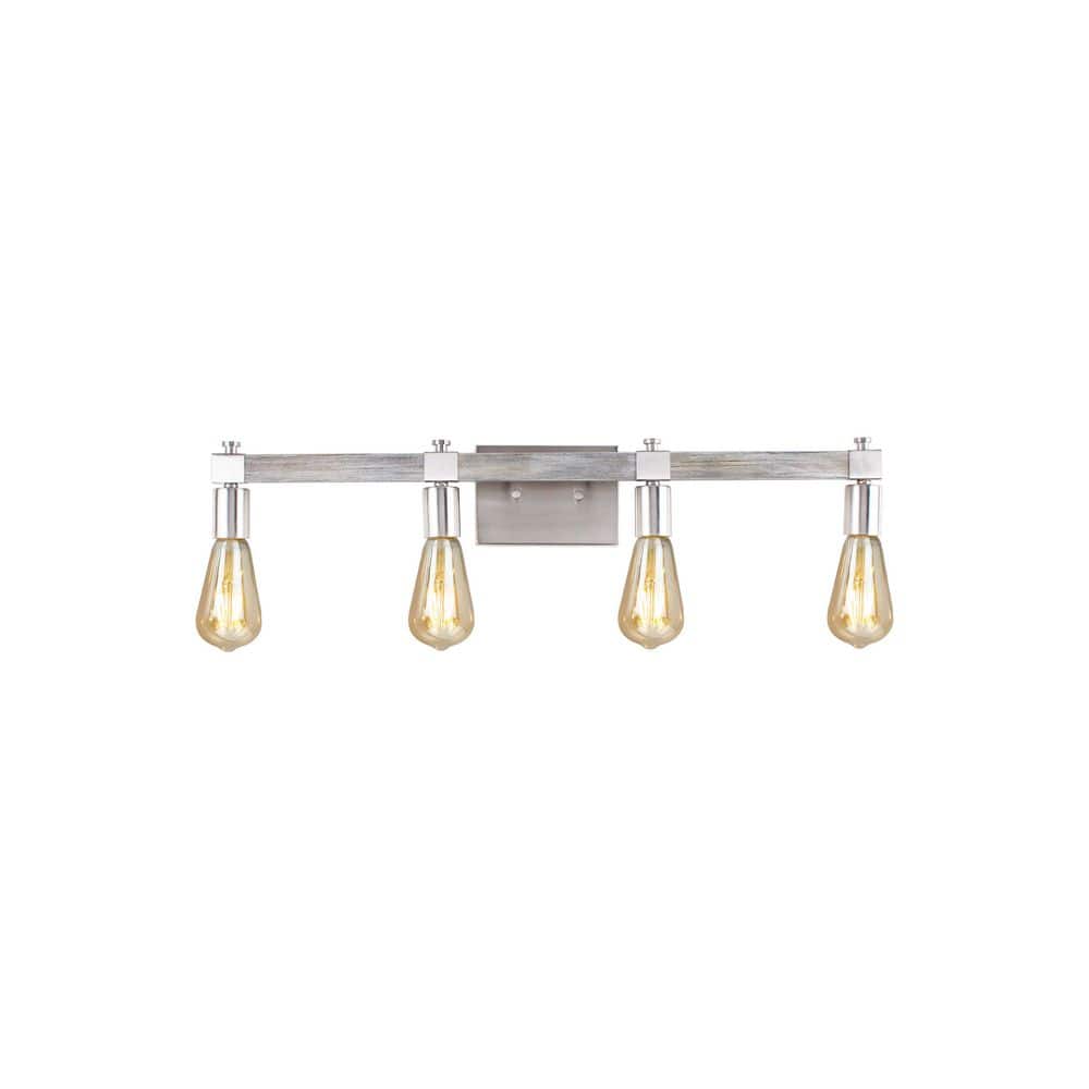 Westbury 30.8 in. 4-Light Brushed Nickel with Painted Grey Driftwood Vanity