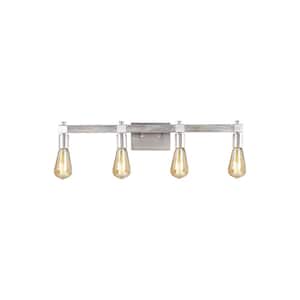 Westbury 30.8 in. 4-Light Brushed Nickel with Painted Grey Driftwood Vanity Light