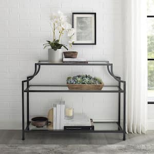 Aimee 43 in. Oil Rubbed Bronze Standard Rectangle Glass Console Table with Storage
