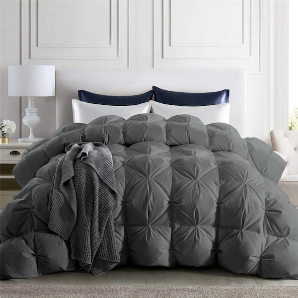 Bafode 800 Fill Power Twin Size 93% White Goose Down Winter Comforter in Gray