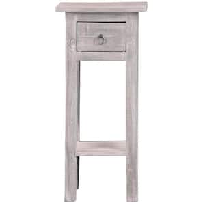 Shabby Chic Cottage 11.8 in. Stonewall Gray Square Solid Wood End Table with 1-Drawer
