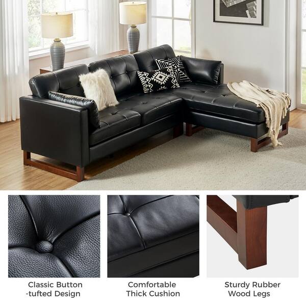 JAYDEN CREATION Dimitri 100.5 in. W Mid-century Genuine Leather