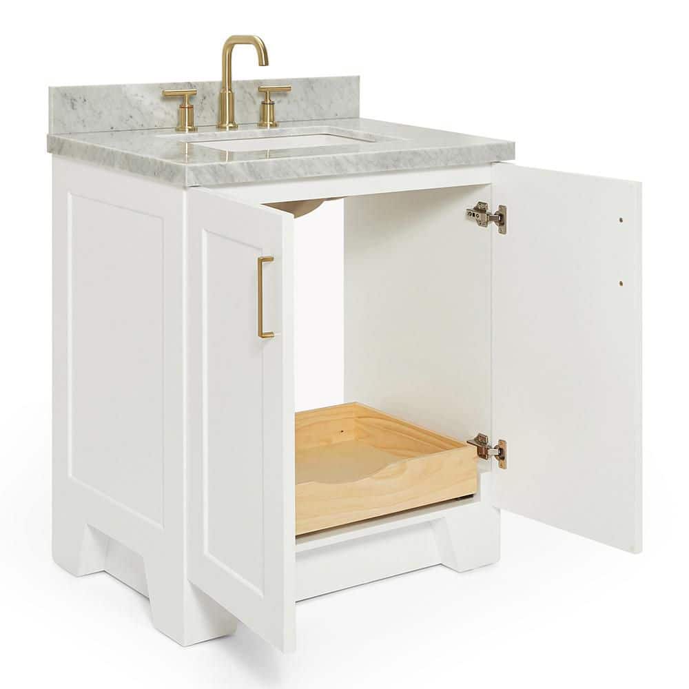 Ariel White Marble Top Single Sink Vanity