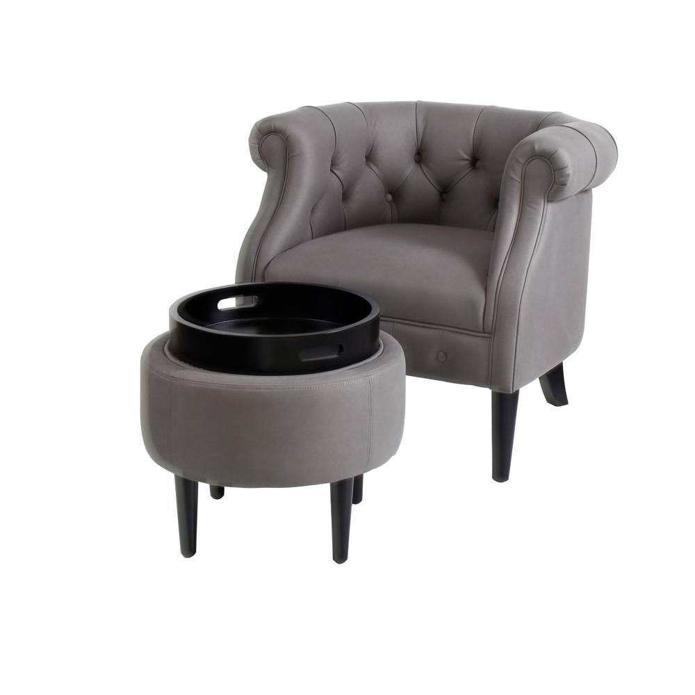 starks tufted fabric chesterfield chair and ottoman