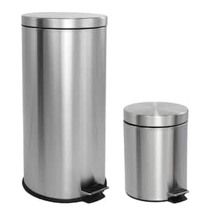 Oscar 8 Gal. Step-Open Stainless Steel Trash Can with Free Mini Trash Can