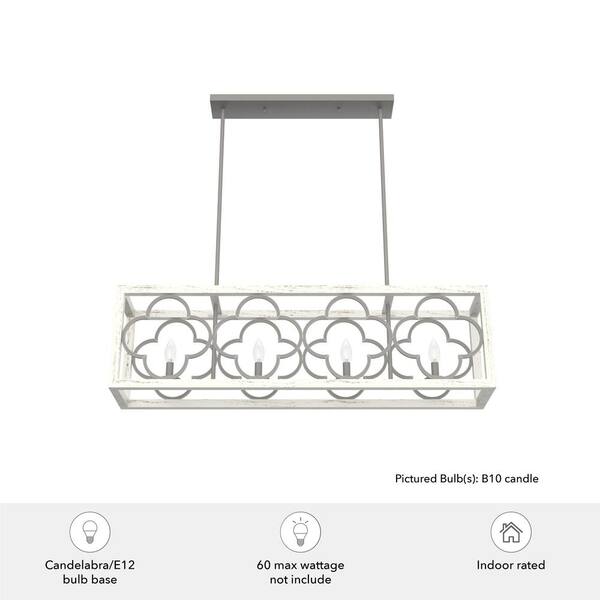 Hunter Gablecrest 4 Light Concrete Rustic White Linear Chandelier Kitchen Light