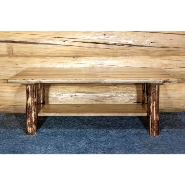 Montana Woodworks Glacier Country 48 in. Puritan Pine Rectangle Wood Top Coffee Table with Shelf