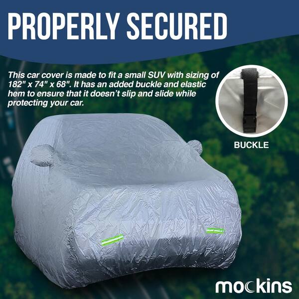 182 in. x 74 in. x 68 in. Water Resistant Car Cover 190t Silver Polyester Small SUV MA 63