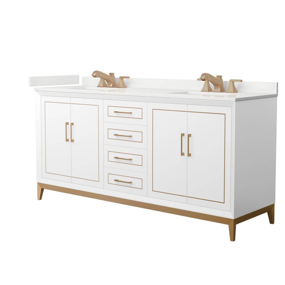 Marlena 72 in. W x 22 in. D x 35.25 in. H Double Bath Vanity in White with White Quartz Top price history on PriceWatchPro