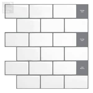 Subway Mono White 12 in. W x 12 in. H Peel and Stick Decorative Mosaic Wall Tile Backsplash (10-Tiles)