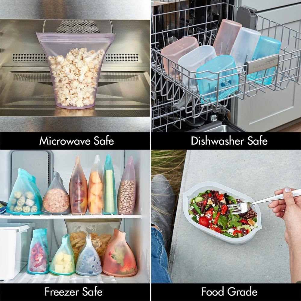 Gray BPA-Free Silicone Reusable Food Storage Container Set