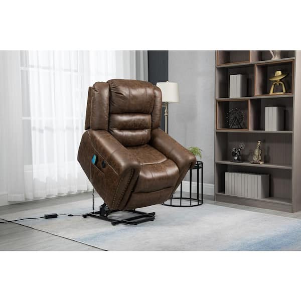 Brown Faux Leather Recliners Lift Chair Elderly Electric Recliner