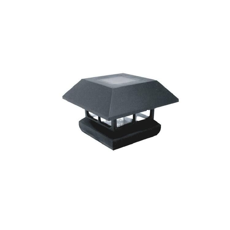 Veranda 4 in. x 4 in. (3.5 x 3.5 Post Size) 7 Lumens Black Plastic Solar Post Cap