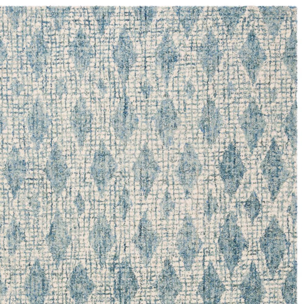 Handmade Abstract Blue Wool Rectangular Rug, 9' x 12'
