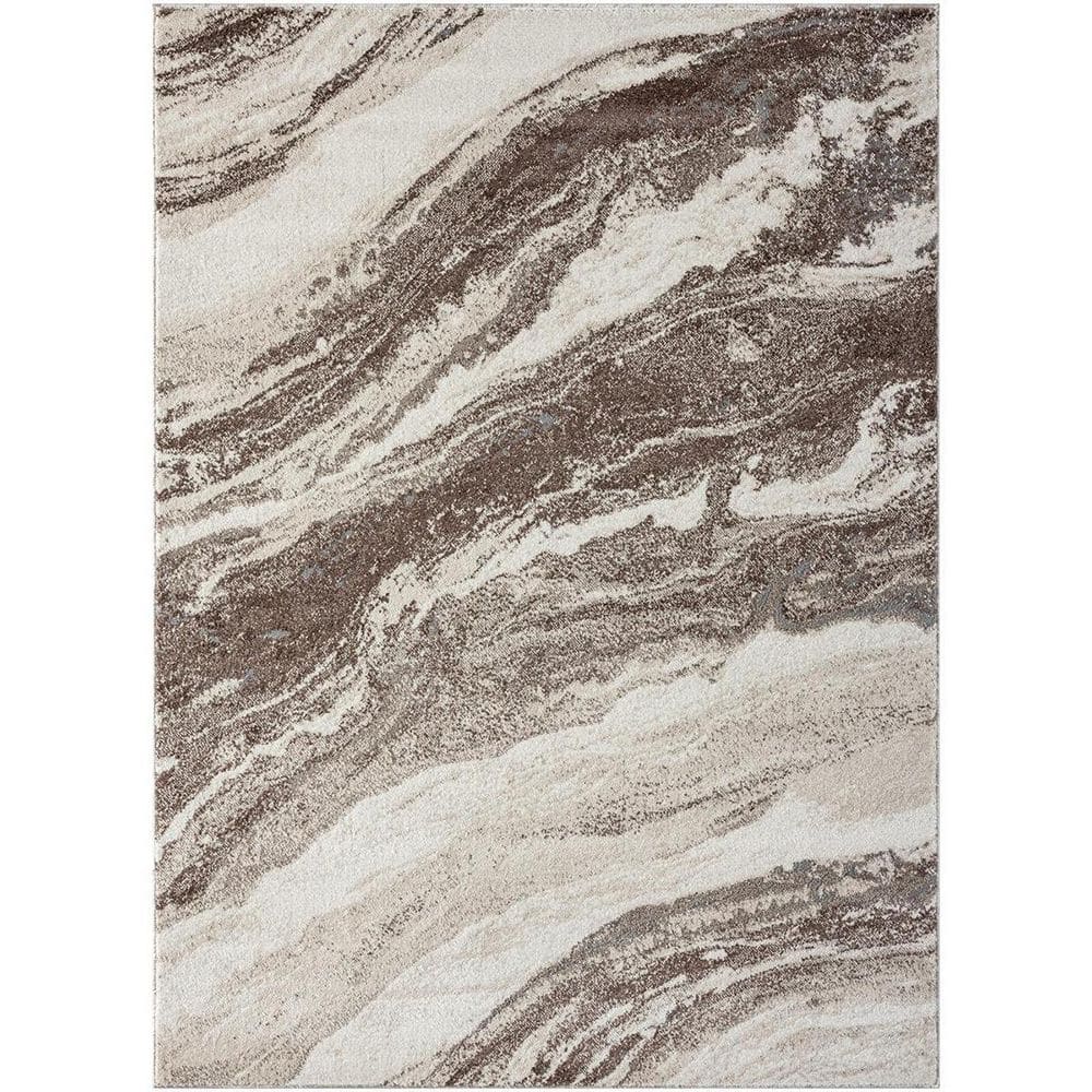 Brown Polypropylene 8 ft. x 10 ft. Abstract Indoor Area Rug