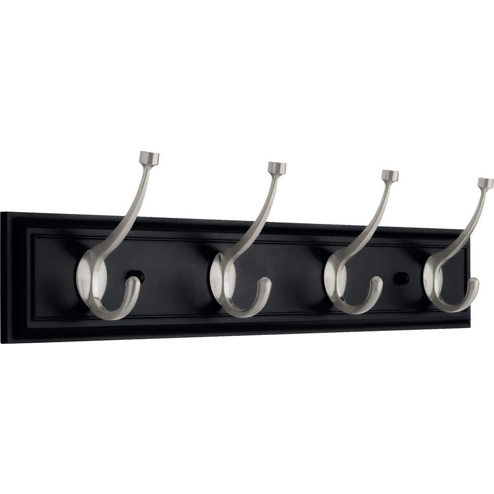 Liberty 27 in. Black and Satin Nickel Pilltop Deluxe Hook Rack
