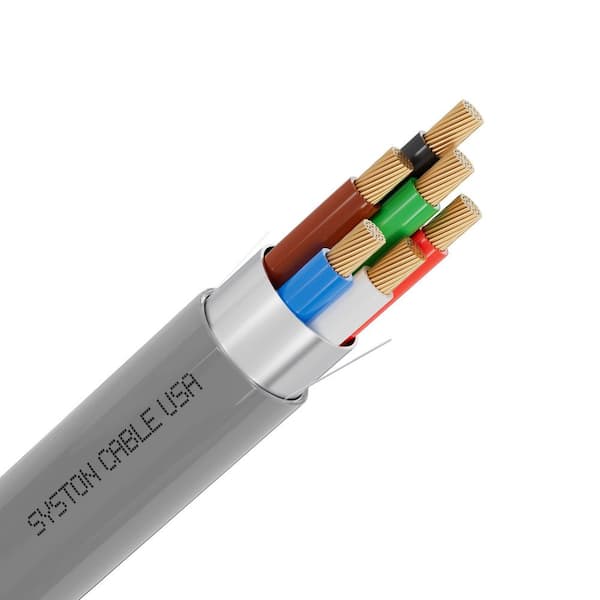 Syston Cable Technology 100 ft. 22 / 6 Gray CMR-Riser Shielded Stranded Copper Security Burglar Station Sound Alarm Control Wire Indoor/Outdoor