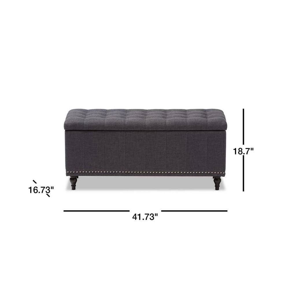 Kaylee Dark Gray Tufted Fabric Storage Ottoman Bench