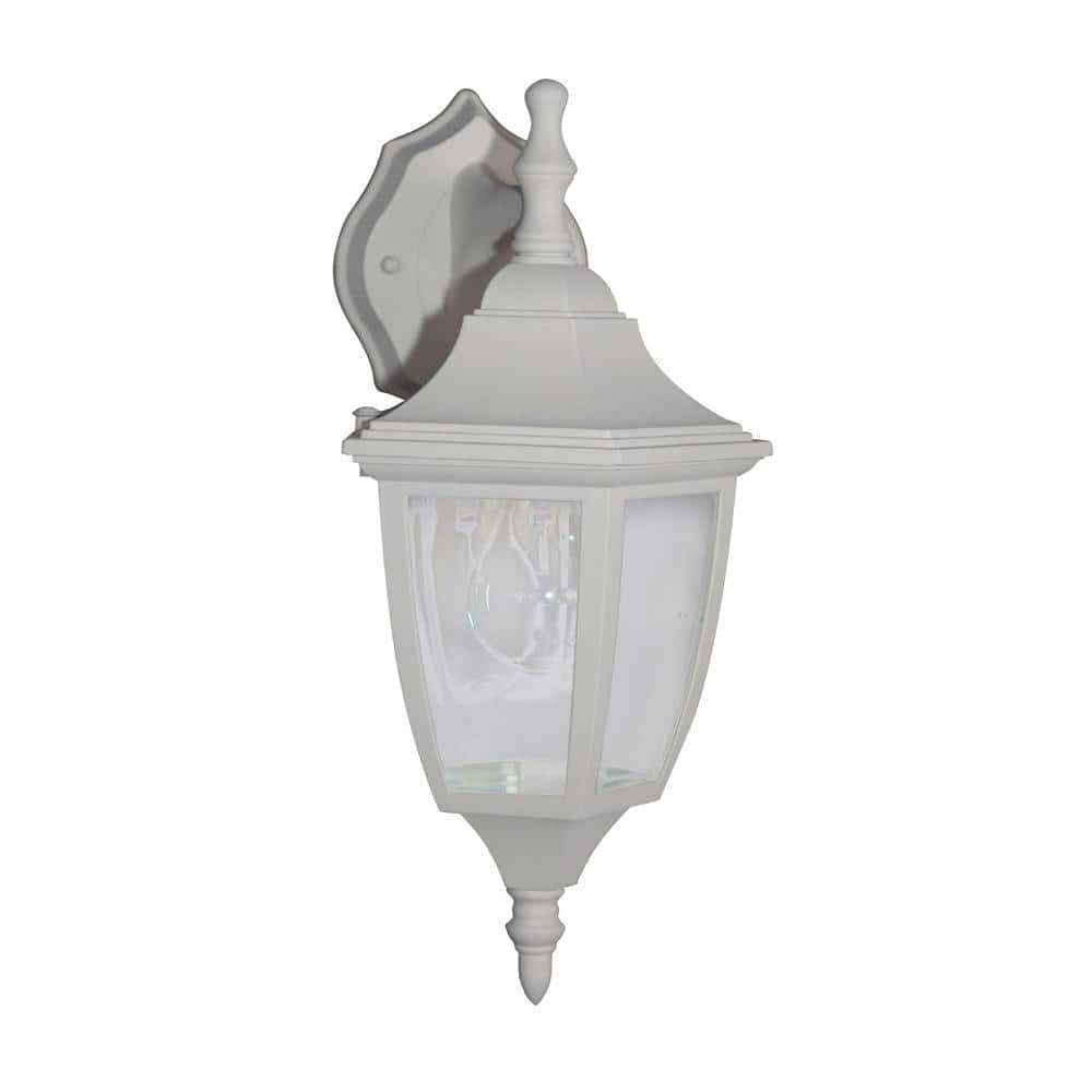 White Cast Aluminum Outdoor Wall Lantern with Clear Glass