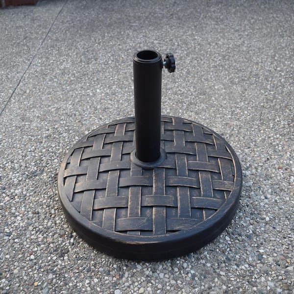 concrete patio umbrella base home depot Cast Concrete Patio Umbrella Base in Black HD4236-US40-AB
