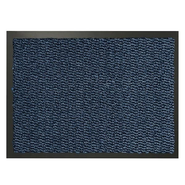 EVIDECO French home goods Lisa Blue 31 in. x 24 in. Blue Polyester Sheltered Front Door Mat