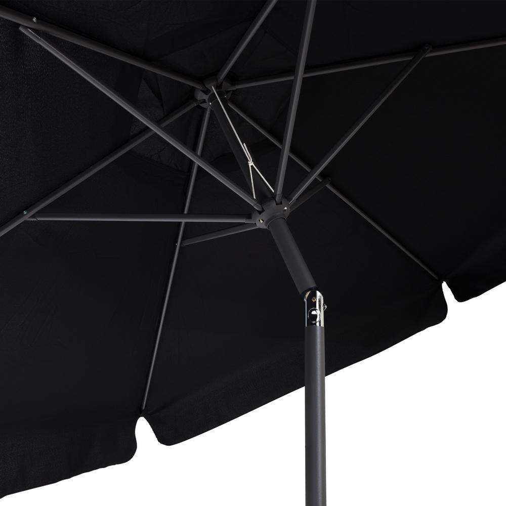 Round Modern Black Fabric & Steel 10ft Tilting Patio Umbrella