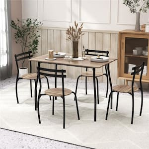 5-Piece MDF Top Metal Rectangle 16.5 in. Outdoor Dining Set