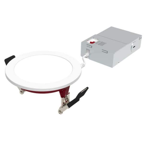 4 in. Fire Rated Slim Adjustable CCT IC Rated Dimmable Indoor Outdoor Integrated LED Recessed Smooth Trim