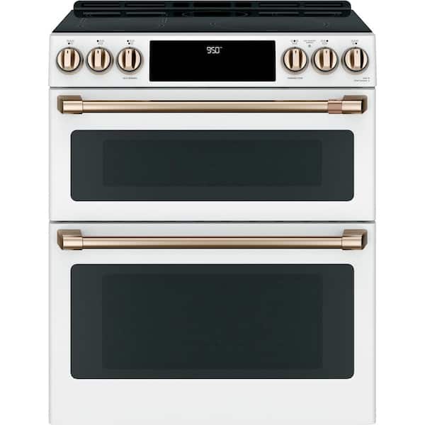 Cafe 30 in. 6.7 cu. ft. Smart Slide-In Double Oven Induction Range with Convection in Matte White, Fingerprint Resistant