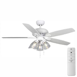 Rockport 52 in. Matte White LED Smart Ceiling Fan with Light Kit and Remote Works with Google Assistant and Alexa