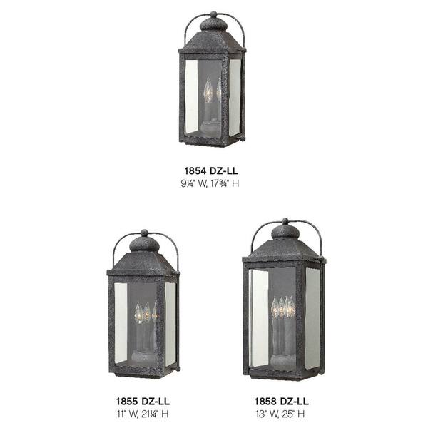 HINKLEY - Anchorage 2-Light Aged Zinc LED Outdoor Wall Sconce Lantern