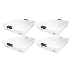 56 qt Full/Queen Underbed Clear Plastic Latching Storage Container, 4-Pack