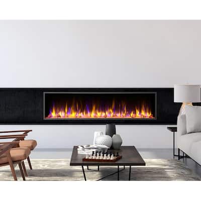 64 in. Harmony Built-in LED Electric Fireplace in Black Trim