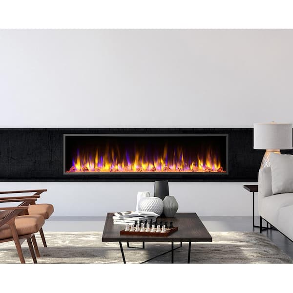 Dynasty Fireplaces 64 in. Harmony Built-in LED Electric Fireplace in Black Trim