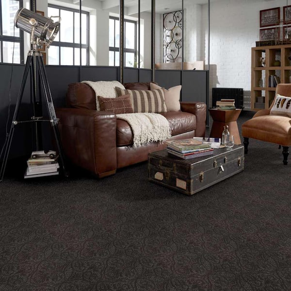 Perfectly Posh - Artillery - Gray 43 oz. Nylon Pattern Installed Carpet